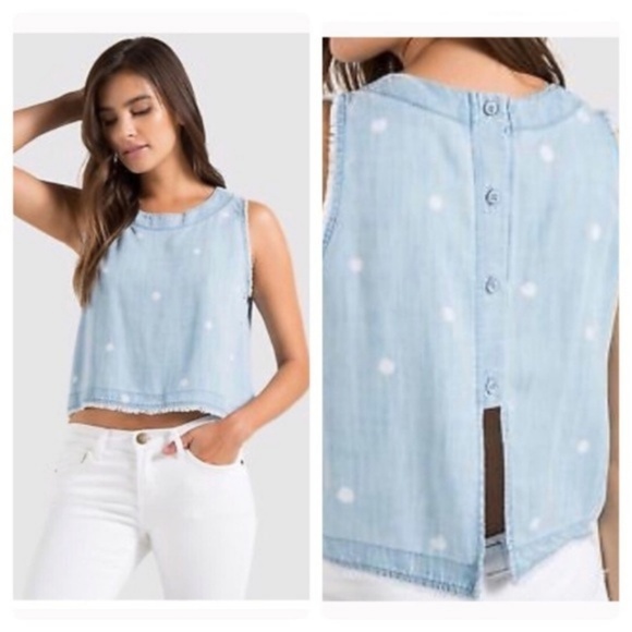 Anthropologie Tops - New Cloth & Stone Open Back Chambray Dotted Tank